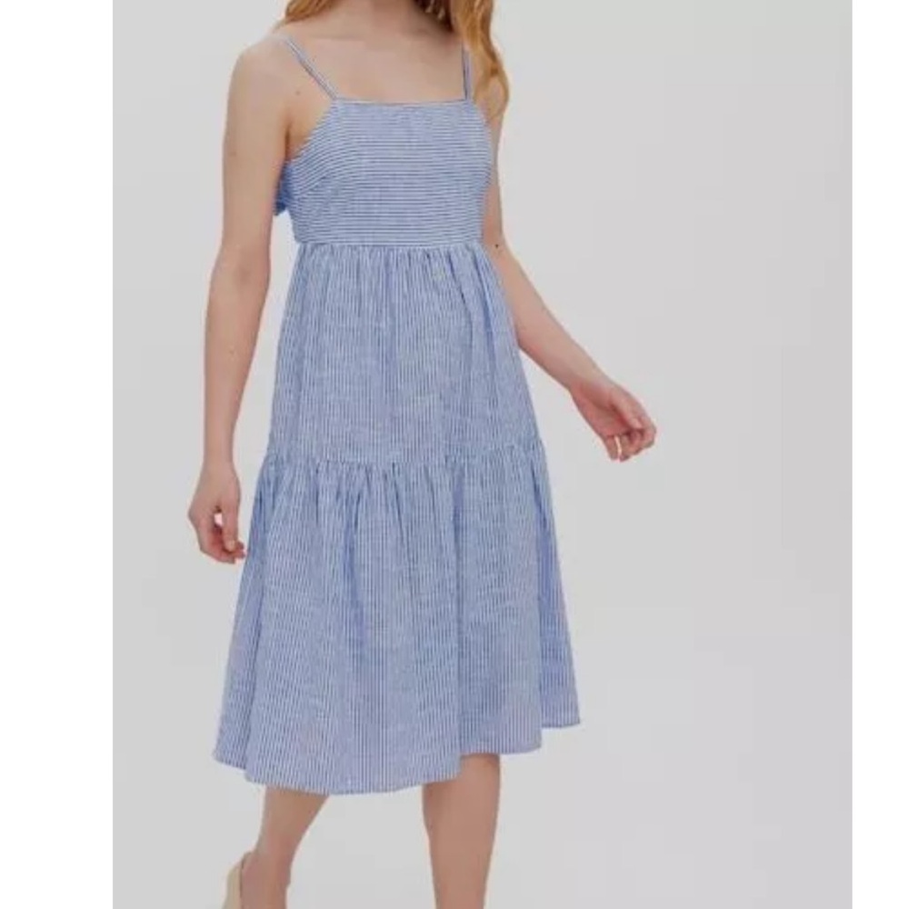 NWT VERO MODA striped blue&white sleeveless midi dress Size M